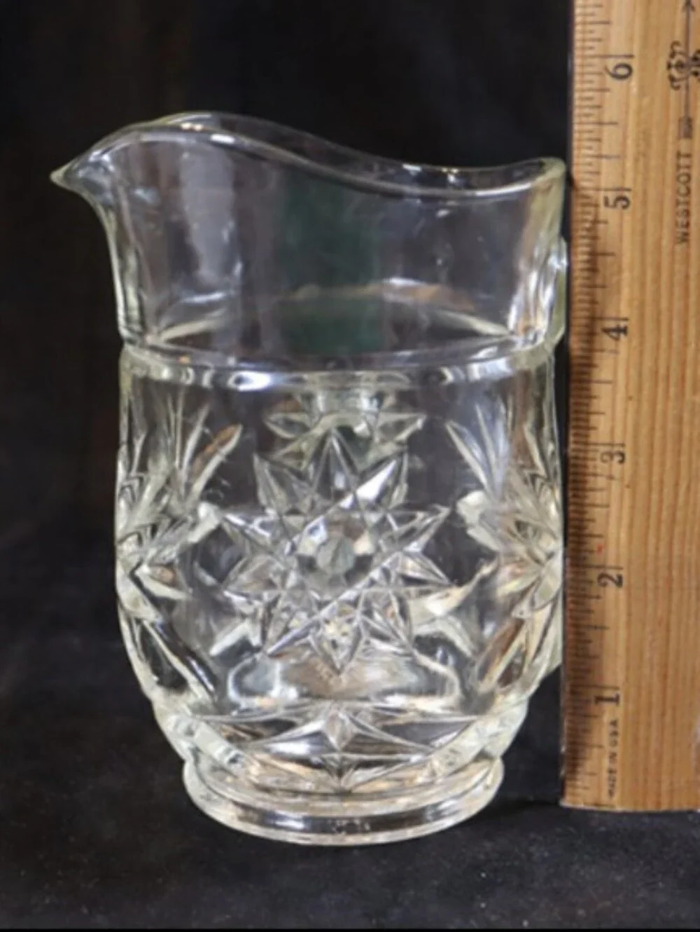 Vintage Anchor Hocking Star of David Prescut Mini Pint Glass Pitcher 16oz.